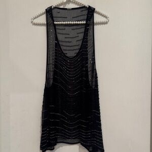 Chan Luu Large Black Sheer Top with Beading detail